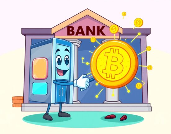 Uniswap Labs Revolut integration illustrated as a vibrant connection between banking and decentralized finance.
