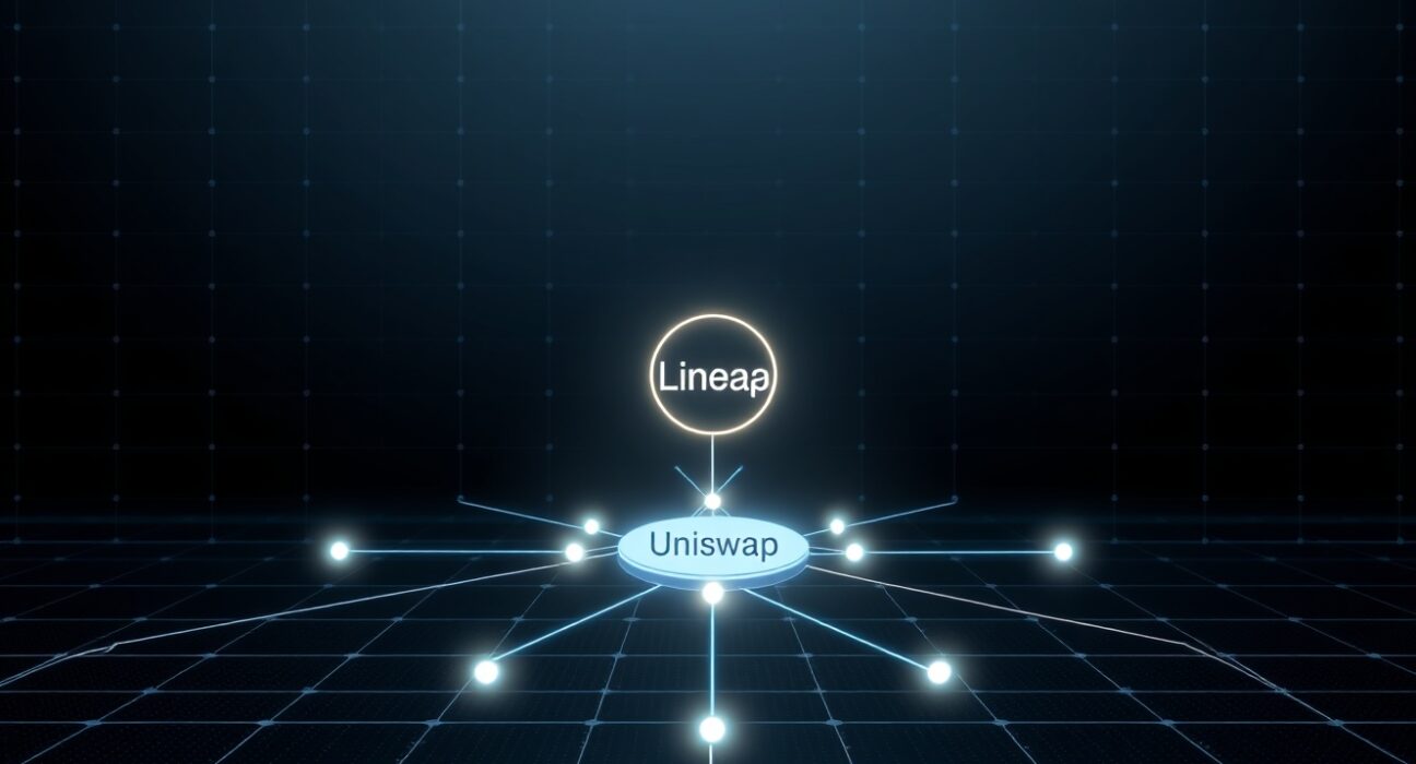 Visualization of Uniswap's integration with the Linea zkEVM Layer 2 blockchain network.