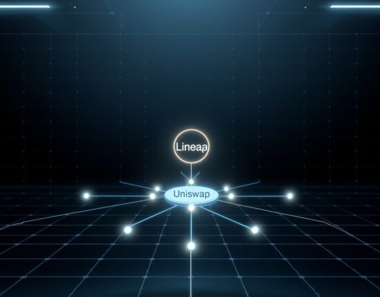 Visualization of Uniswap's integration with the Linea zkEVM Layer 2 blockchain network.