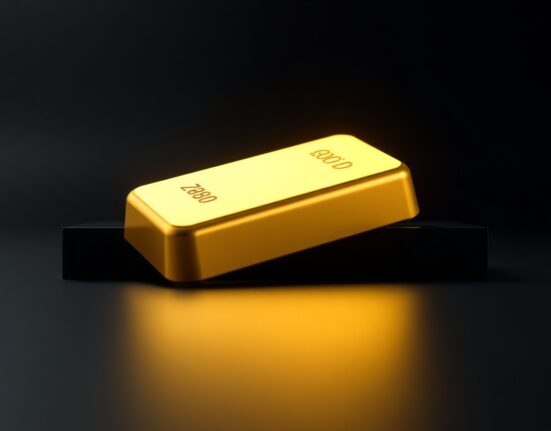 Gold bar with digital glow representing XGOLD token backed by Tether Gold