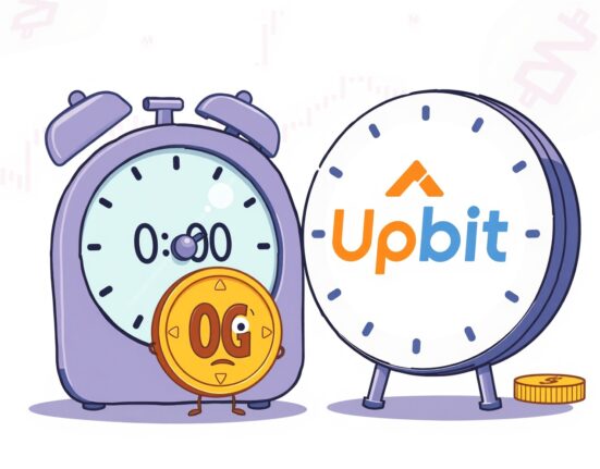A cartoon showing a delayed Upbit 0G listing, symbolizing investor anticipation and the minor setback of the trading delay.