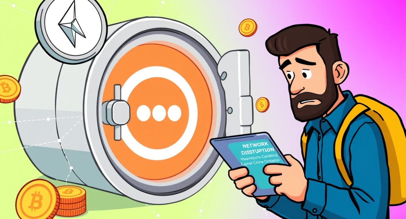 Upbit ADA suspension illustration showing paused cryptocurrency transactions due to network issues