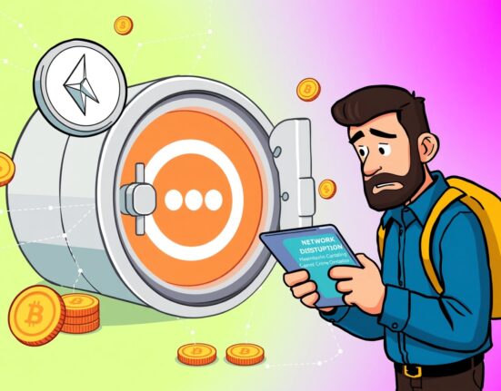 Upbit ADA suspension illustration showing paused cryptocurrency transactions due to network issues