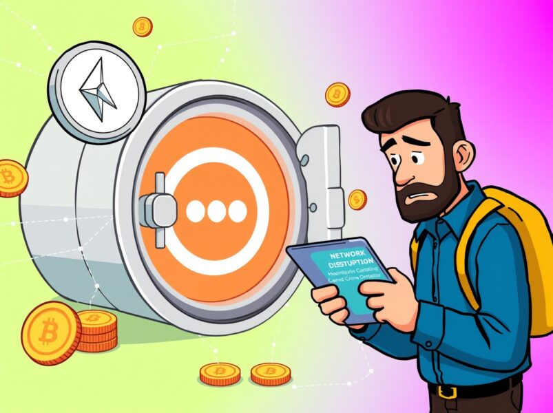 Upbit ADA suspension illustration showing paused cryptocurrency transactions due to network issues