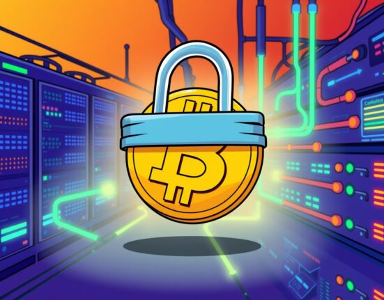 A cartoon illustration showing a temporary halt symbol over a crypto coin, representing the Upbit BABY suspension for a critical network upgrade.