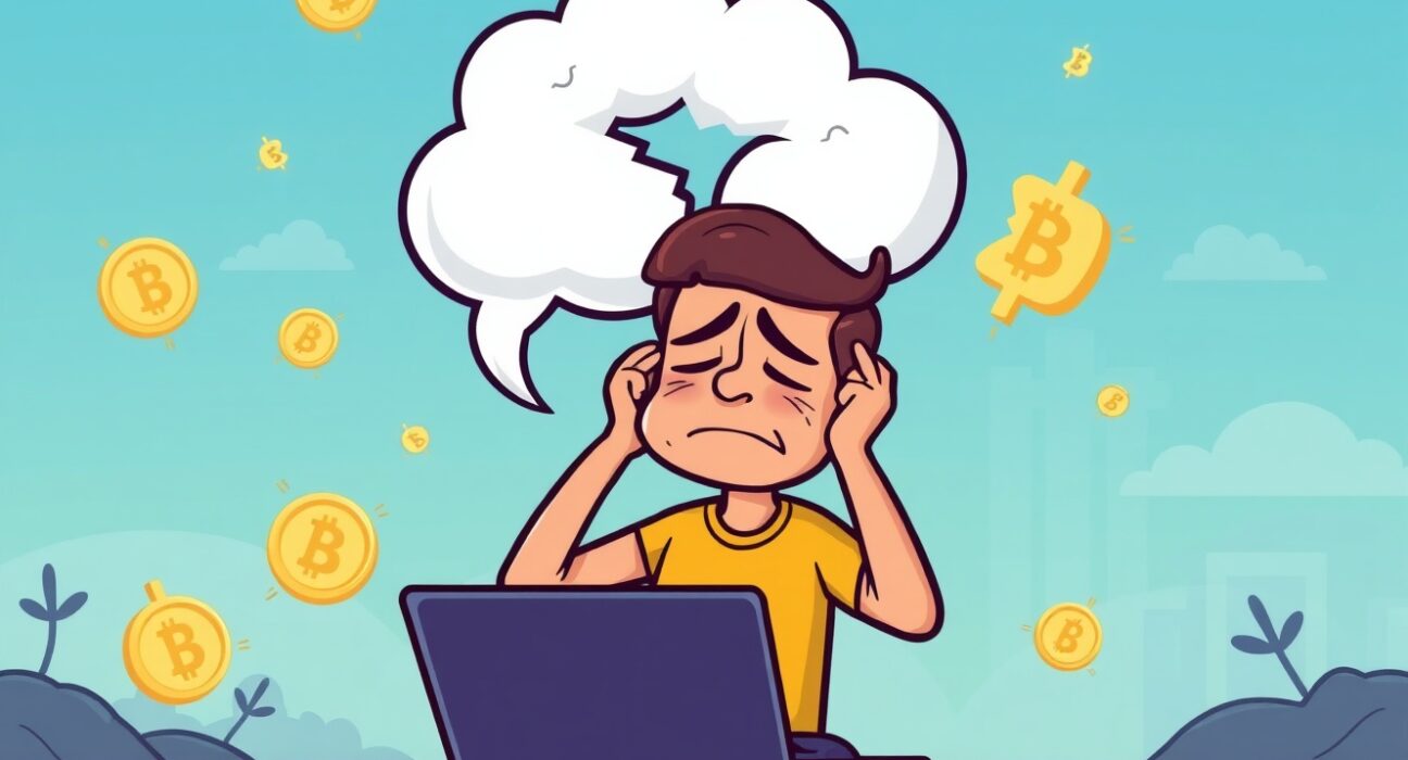 Cartoon illustration of Upbit Cloudflare outage disrupting cryptocurrency trading access