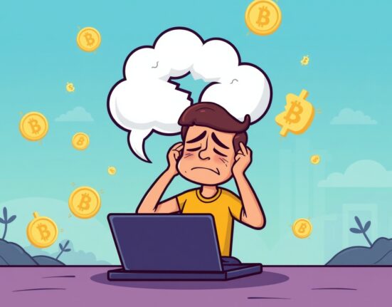 Cartoon illustration of Upbit Cloudflare outage disrupting cryptocurrency trading access