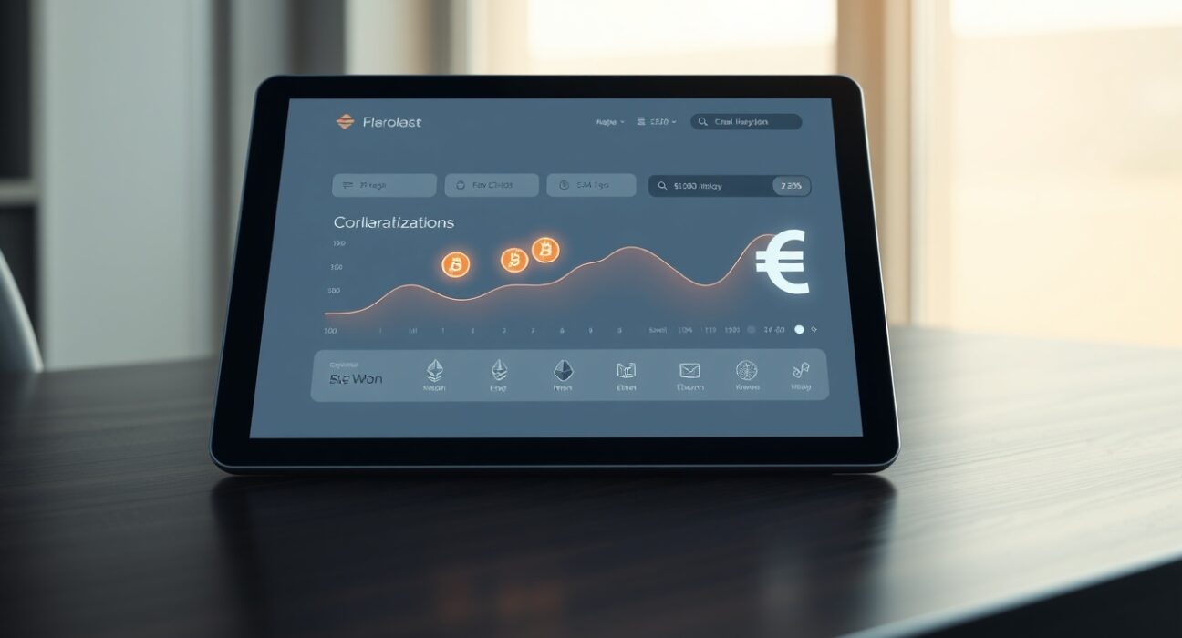 Upbit's new crypto collateral lending service interface concept on a digital tablet.