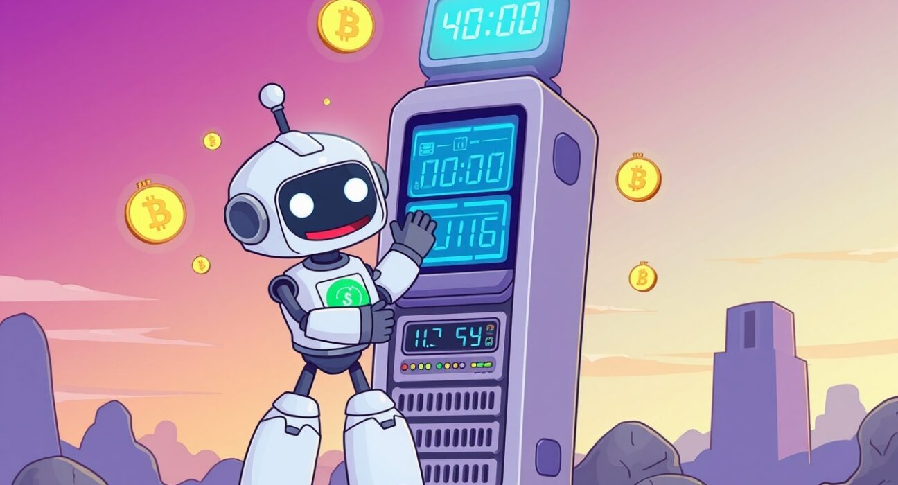 Upbit crypto deposits maintenance illustration showing server upgrade with digital assets