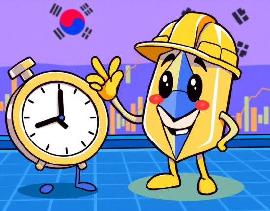 Upbit Ethereum hard fork preparation shown as a cartoon Ethereum logo pausing transactions.