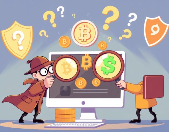 South Korean police investigating the Upbit hack with digital forensic tools and cryptocurrency symbols