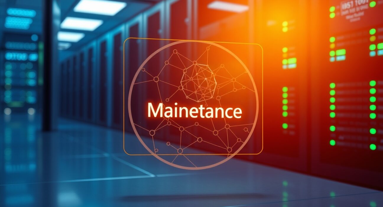 Upbit exchange maintenance for Initia network upgrade showing secure digital infrastructure