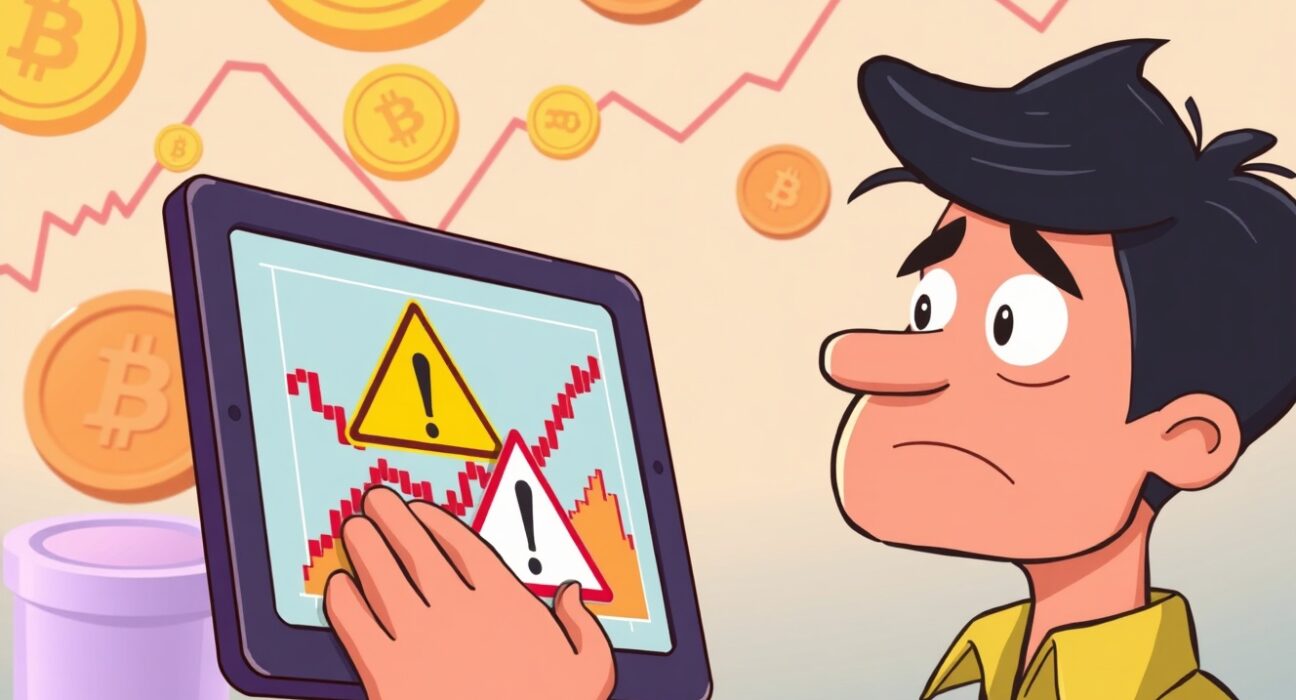 Upbit investment warning alert for cryptocurrency investors checking portfolio