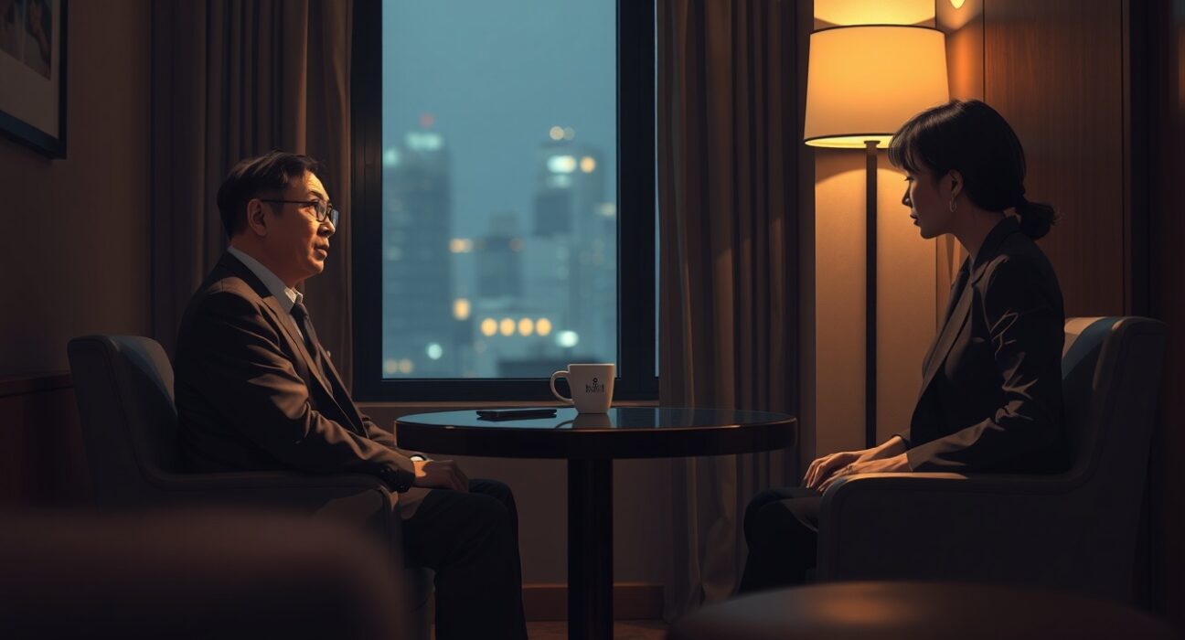 Dunamu COO and Lee Hee-jin meeting in a Gangnam hotel suite
