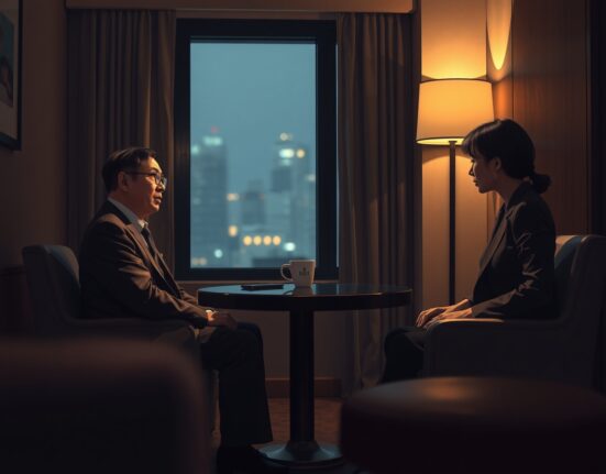Dunamu COO and Lee Hee-jin meeting in a Gangnam hotel suite