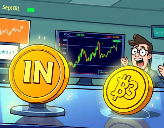 A digital exchange screen displaying the upcoming Upbit listing Infinit (IN) and B3, signaling new trading opportunities for investors.