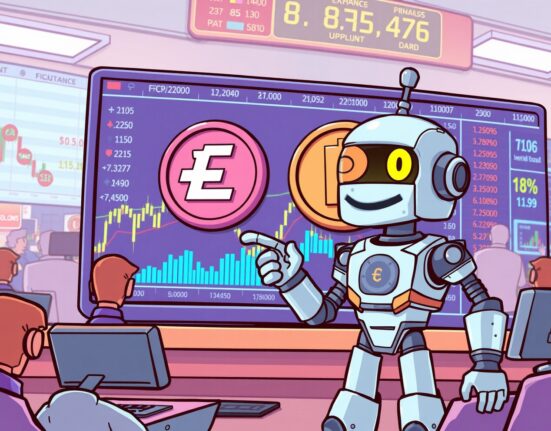 Cartoon showing new Upbit listings for Euler and Plume tokens on a crypto exchange, symbolizing fresh trading opportunities.