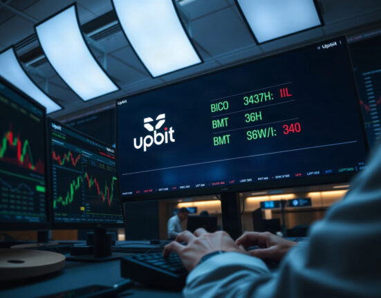 Upbit trading interface showing BICO, BMT, NIL, and GWEI against BTC and USDT