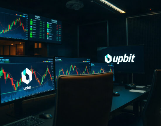 Upbit trading interface with FOLD token charts on multiple screens