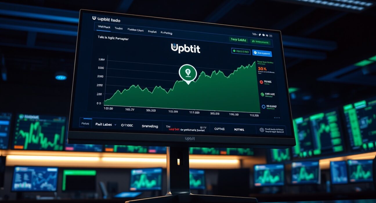 Upbit trading interface showing MetaDAO (META2) listing with price charts and order book