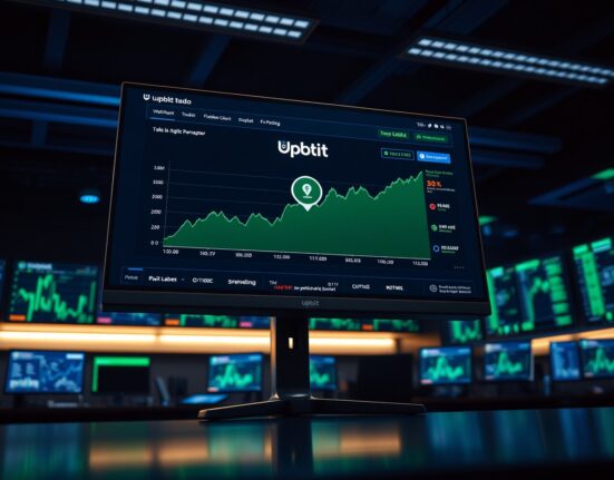 Upbit trading interface showing MetaDAO (META2) listing with price charts and order book