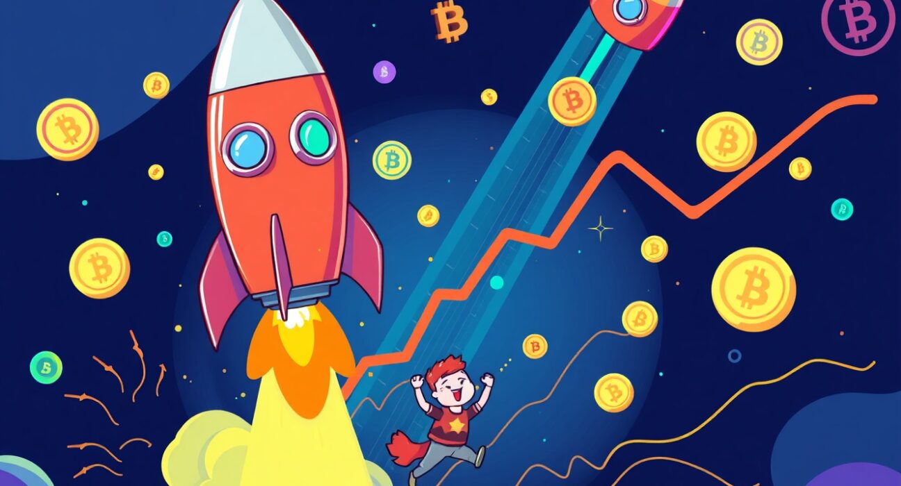 Upbit lists Meteora cryptocurrency with rocket launch symbolizing market growth