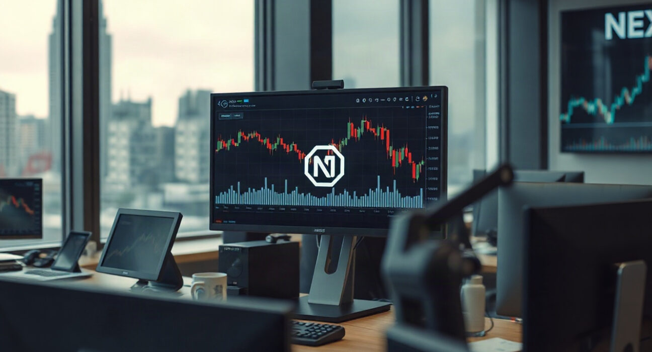 Upbit exchange listing NEXO token for USDT trading on a digital trading screen