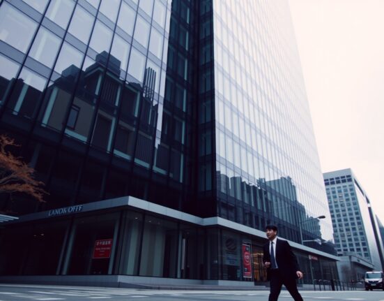 Exterior of a modern office building in Seoul, South Korea, representing a financial exchange.