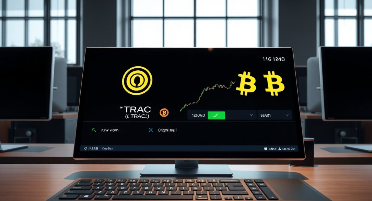 Cryptocurrency trading screen showing TRAC token listed on Upbit exchange