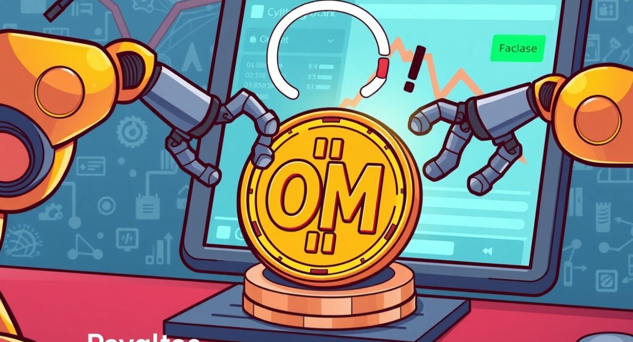 Cartoon depicting a temporary Upbit OM suspension for a network upgrade, illustrating essential maintenance in the crypto world.