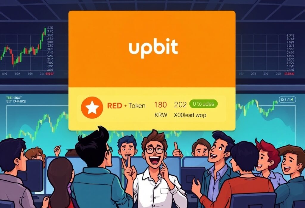 Cartoon illustration of traders celebrating the Upbit Redstone listing, symbolizing new opportunities in the crypto market.
