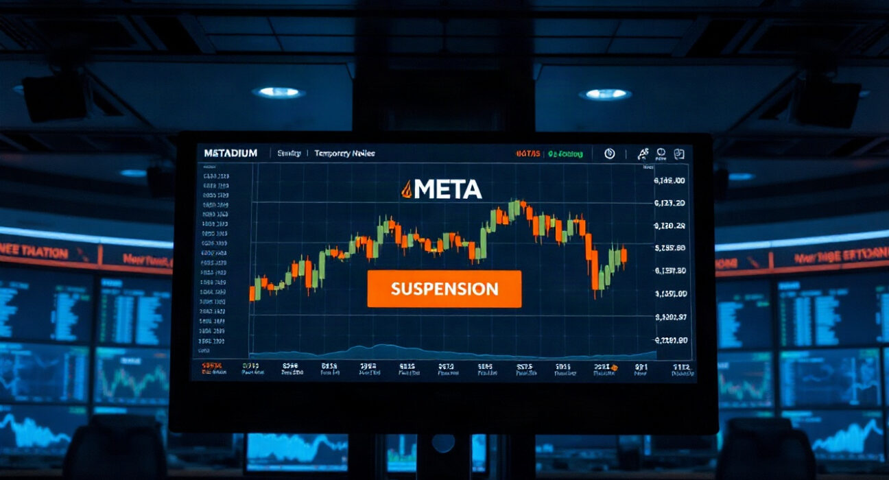 Upbit exchange interface showing META suspension notice for the Metadium hard fork