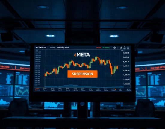 Upbit exchange interface showing META suspension notice for the Metadium hard fork