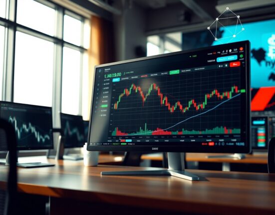 Upbit exchange platform displaying cryptocurrency trading charts with network upgrade notice
