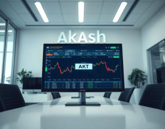 Upbit exchange interface showing suspended AKT trading with maintenance notice