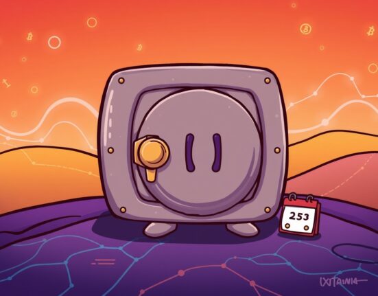 Upbit temporarily pauses INIT deposits and withdrawals for network maintenance in a secure vault illustration.