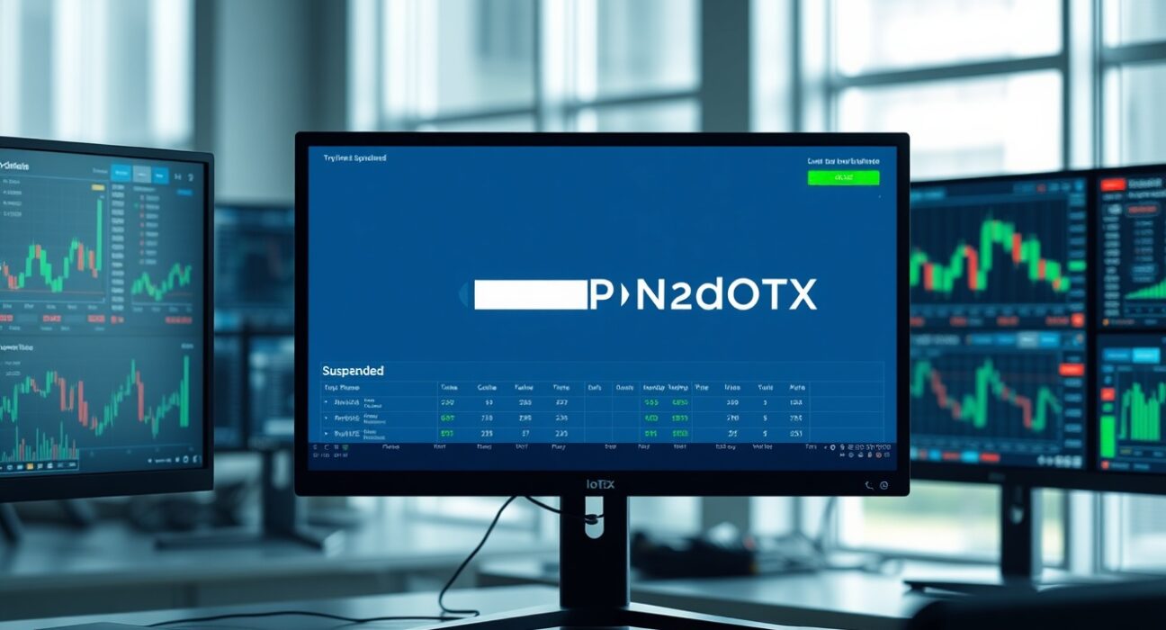 Cryptocurrency exchange interface showing suspended IOTX deposits and withdrawals with IoTeX logo