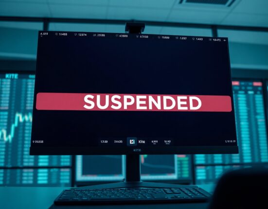 Upbit exchange screen showing suspended KITE trading due to network issue