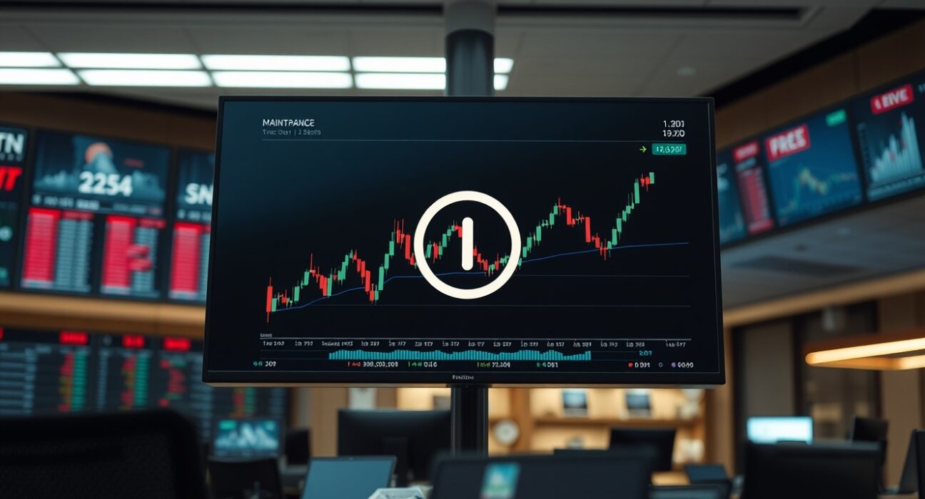 Upbit exchange interface showing a maintenance notice for LumiWave (LWP) trading pair
