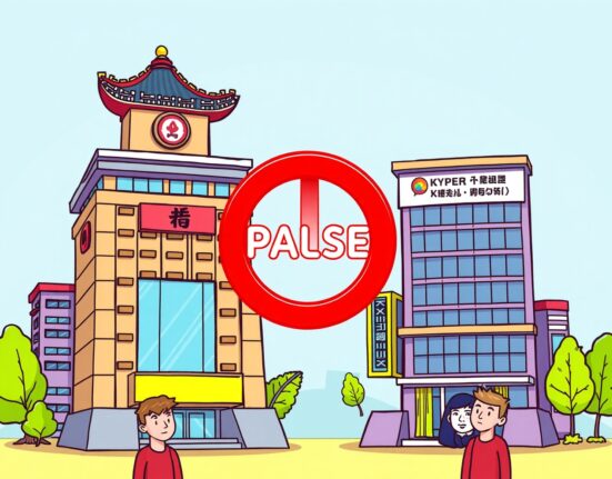 Cartoon illustration of Upbit suspending transactions with the Paxful platform for security.