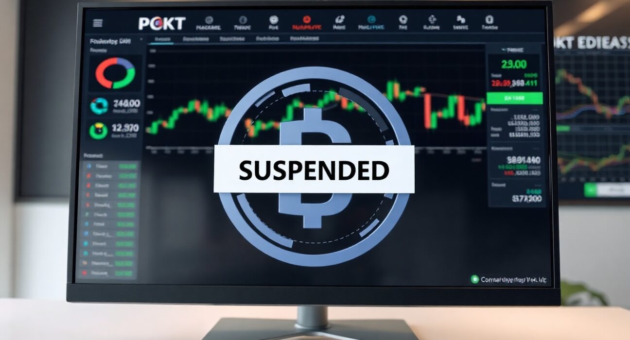 Upbit exchange interface showing suspended POKT deposits and withdrawals for network upgrade
