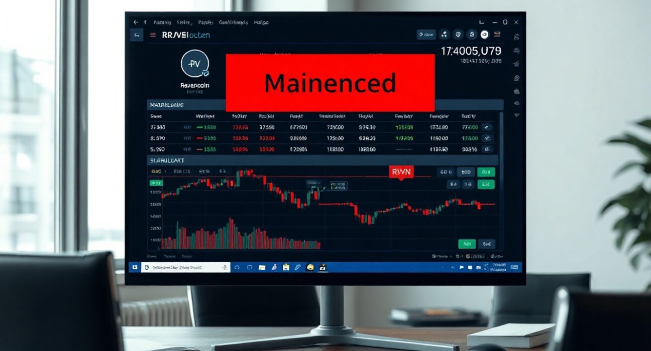 Upbit exchange interface showing Ravencoin suspension notice