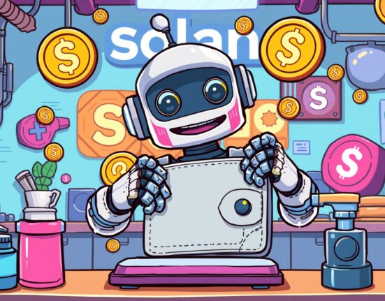 Upbit suspends Solana deposits withdrawals during wallet maintenance showing cartoon robot fixing digital wallet
