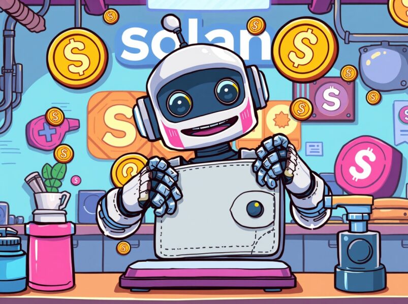Upbit suspends Solana deposits withdrawals during wallet maintenance showing cartoon robot fixing digital wallet