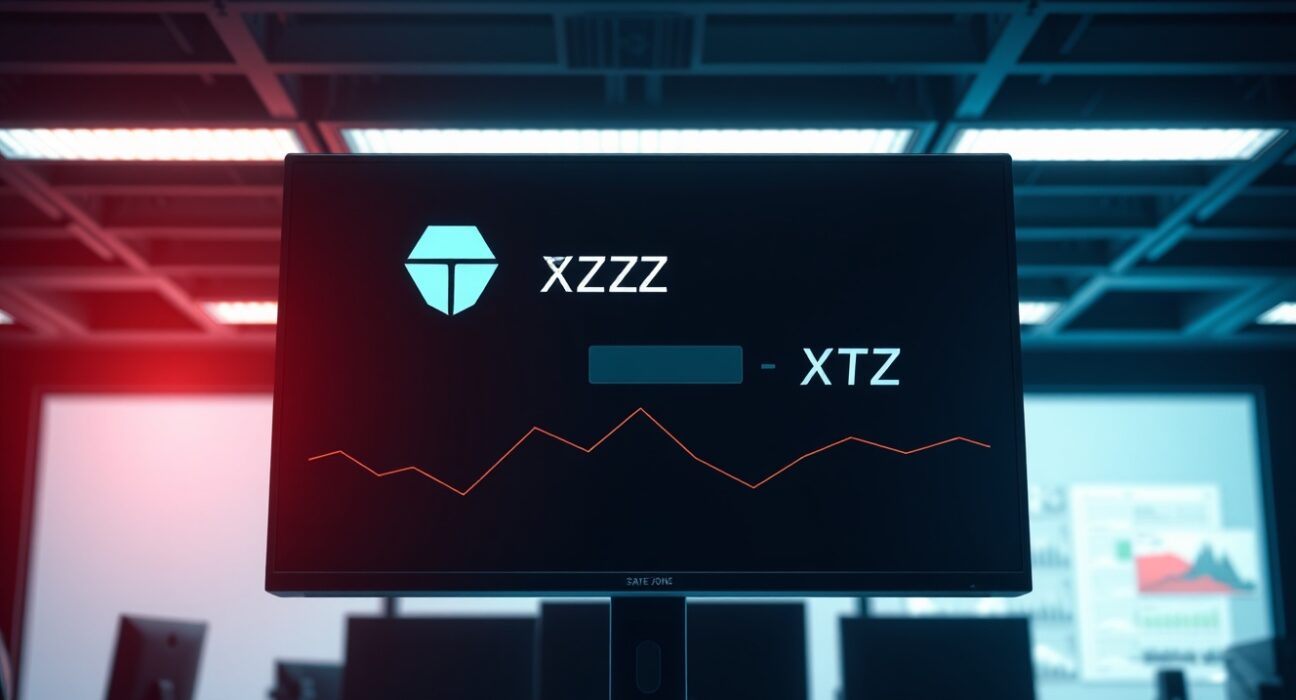 Upbit exchange interface showing suspended Tezos (XTZ) deposits and withdrawals due to network upgrade