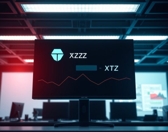 Upbit exchange interface showing suspended Tezos (XTZ) deposits and withdrawals due to network upgrade