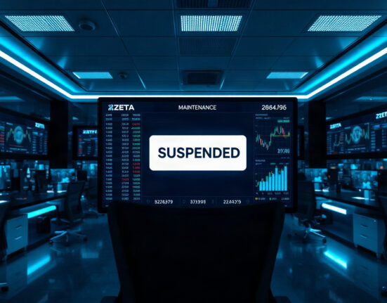 Upbit exchange interface showing ZETA trading suspended due to Zetachain block production delays