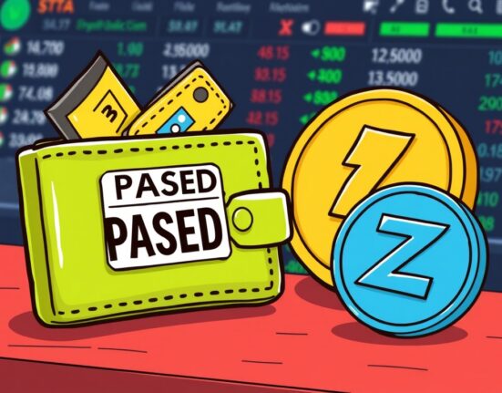 Cartoon illustrating a crucial Upbit suspension for STRAX and ZETA deposits and withdrawals due to a wallet upgrade.