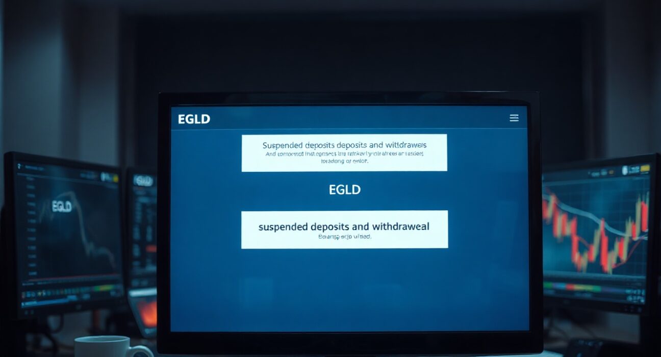 Upbit exchange interface showing EGLD suspension notice for network upgrade