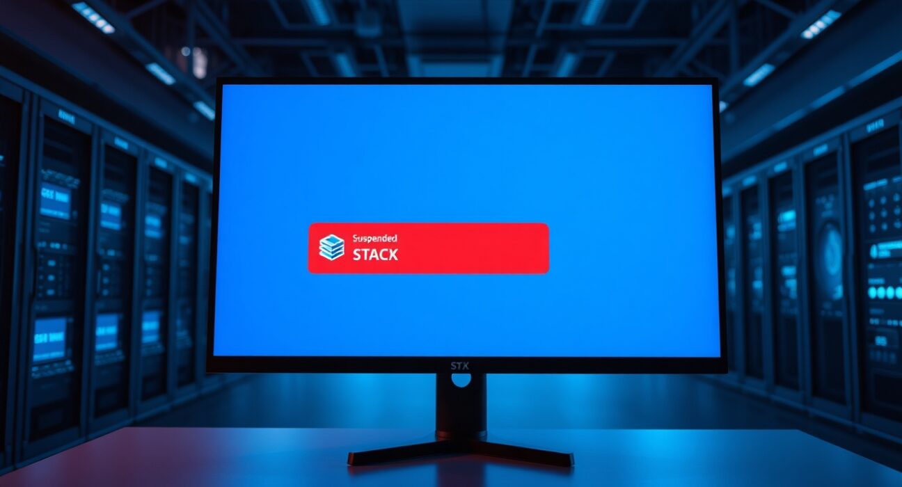 Upbit exchange interface showing STX token suspension notice